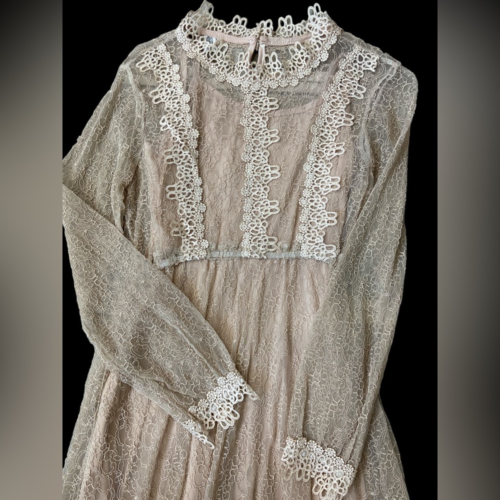 Embroidered Lace Belted Dress